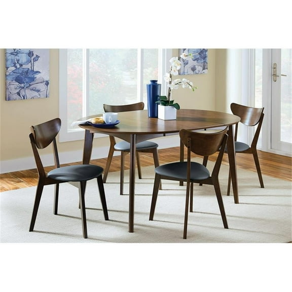 Jedda 5-piece Oval Dining Table Set Dark Walnut