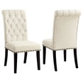 thumbnail image 1 of Alana Fabric Upholstered Dining Side Chair Beige and Rustic Espresso (Set of 2), 1 of 13