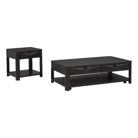 Coaster Marcelo 2-Piece Transitional Wood Coffee Table Set in Coffee