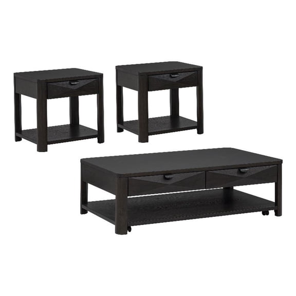 Coaster Marcelo 3-Piece Transitional Wood Coffee Table Set in Coffee