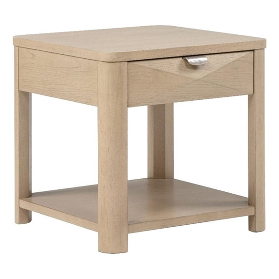Coaster Marcelo Square Transitional Wood End Table in Light Elm