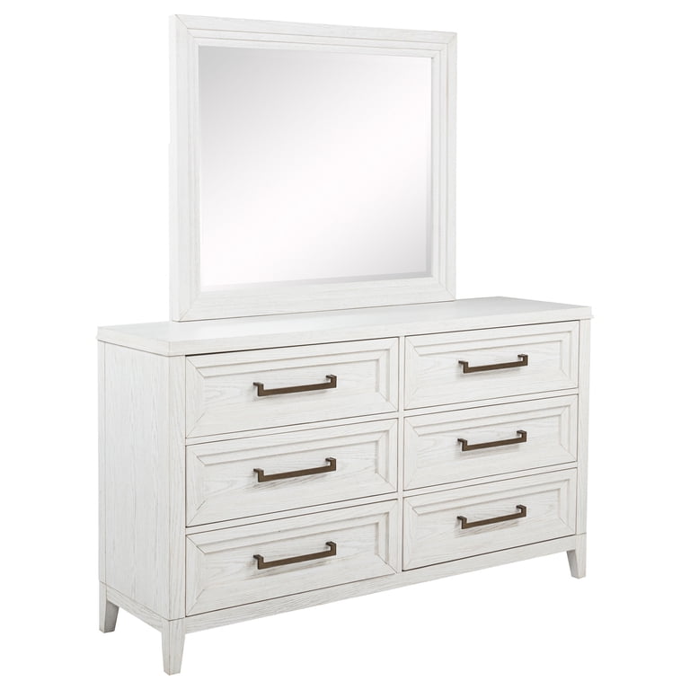 white distressed dresser Highland Park Cathedral Distressed White Dresser Makeover -
