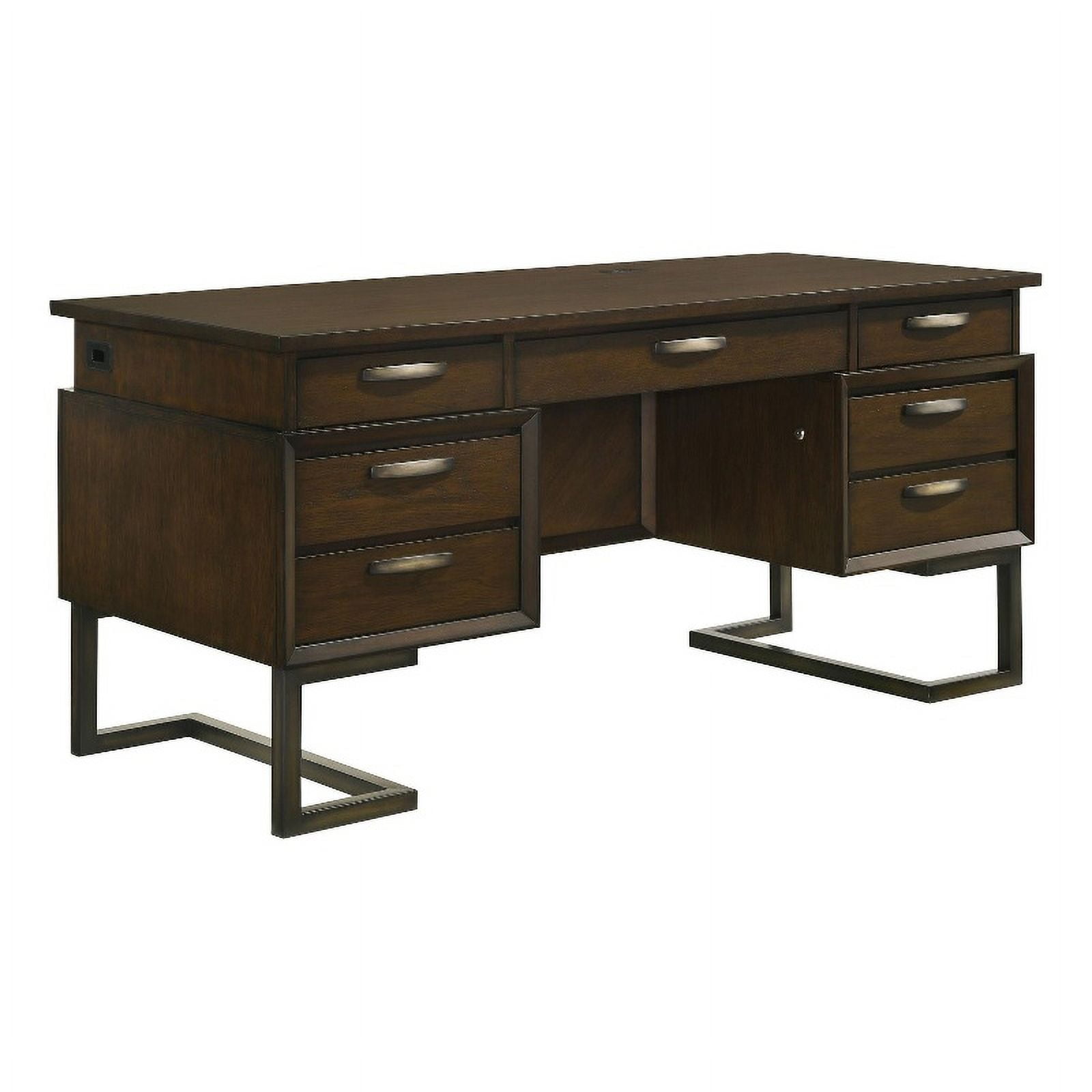 Coaster Marshall 6drawer Wood Executive Desk Dark Walnut and Gunmetal