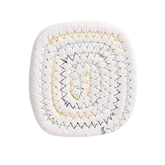 Coaster Mat Thick Woven Cotton Hot Pot Trivet Single Drinkware, Multi-Purpose Heat Proof Kitchen Gadget, Beverage Container Pad for Cookware Spoon Rest Household Table Decoration