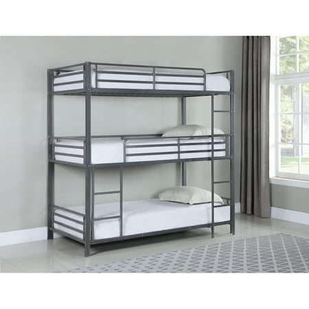 Maynard Metal Triple Twin Bunk Bed Gunmetal