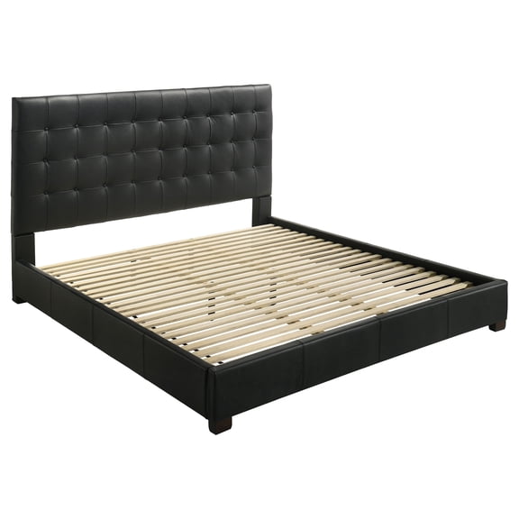 Coaster Medley Transitional Genuine Leather Eastern King Platform Bed in Black
