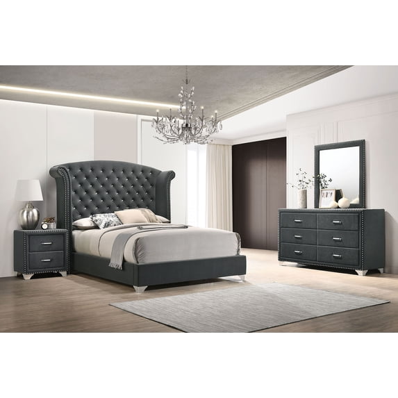 Coaster Melody 4-Piece California King Bedroom Set, Grey