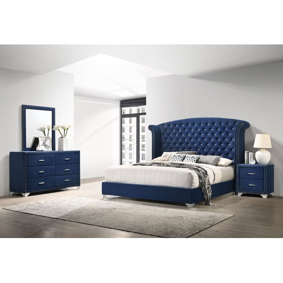 Coaster Melody 4-Piece Eastern King Bedroom Set, Pacific Blue