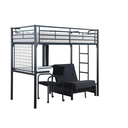 Jenner Twin Futon Workstation Loft Bed Black