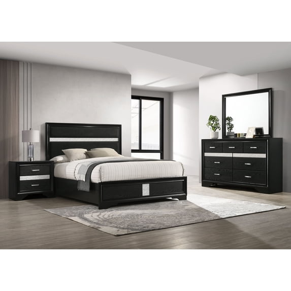 Coaster Miranda 4-Piece Eastern King Bedroom Set, Black