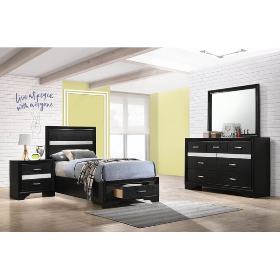 Coaster Miranda 4-Piece Twin Bedroom Set, Black