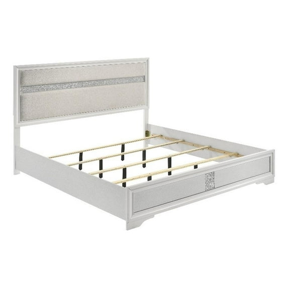 Miranda 54-inch Upholstered Eastern King Panel Bed White