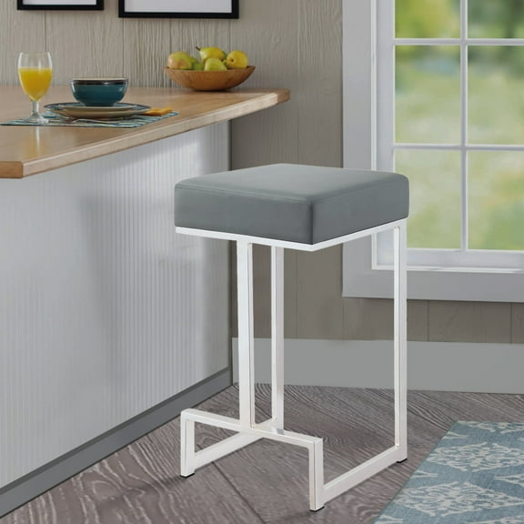 Gervase Square Counter Height Stool Grey and Chrome