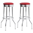 thumbnail image 1 of Retro Upholstered Metal Swivel Bar Stool Red (Set of 2), 1 of 5