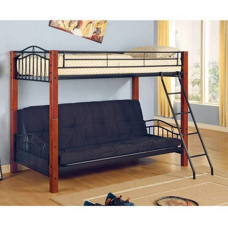 Coaster Multi Functional Twin Over Futon Metal Wood Bunk Bed