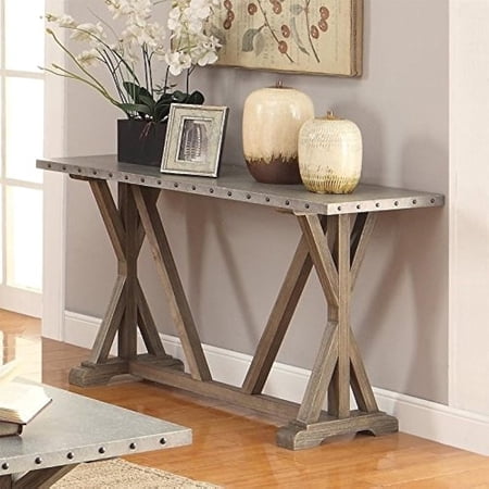Coaster Nailhead Trim Console Table in Driftwood