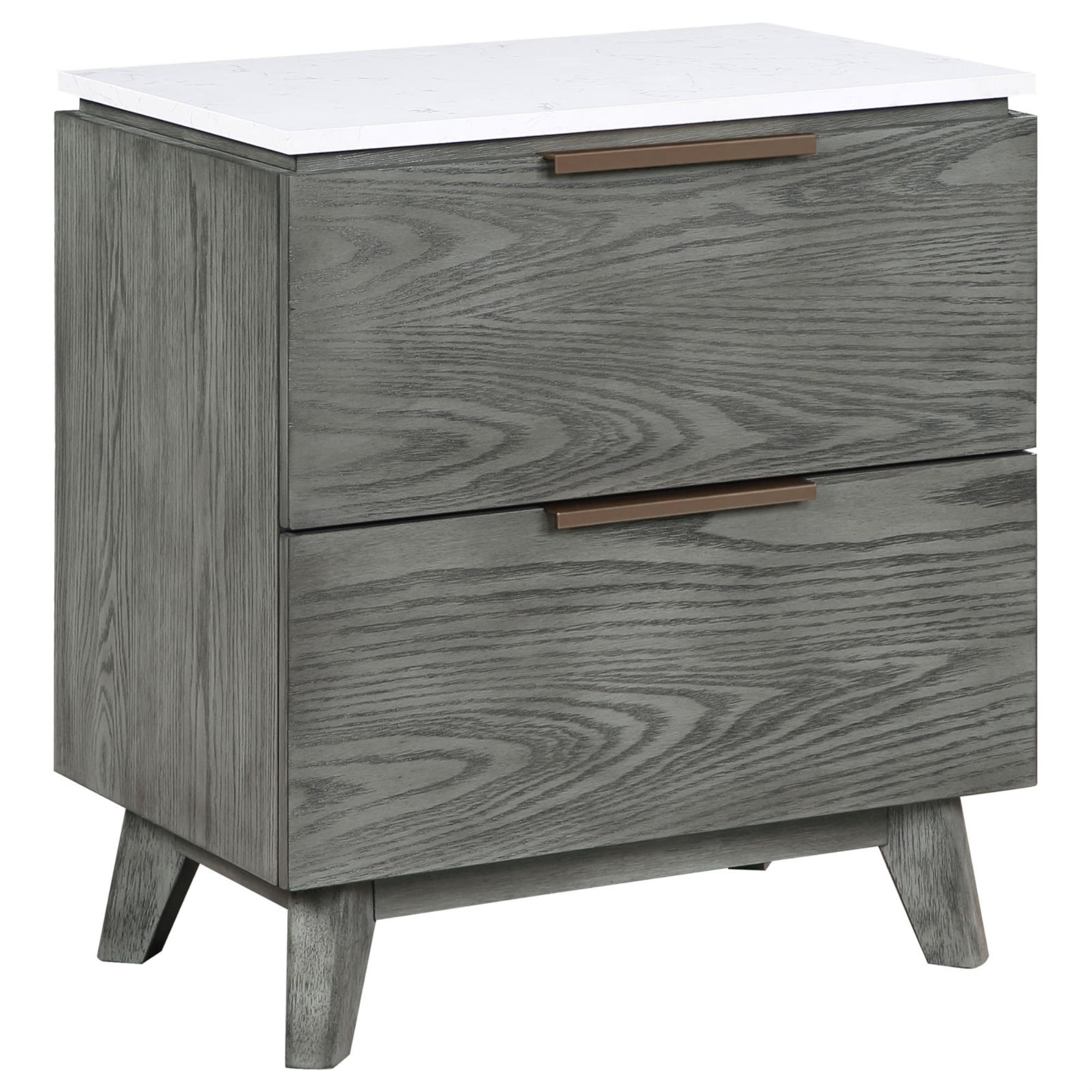 Coaster Nathan 2-drawer Wood Nightstand with USB Port White Marble Top and Gray
