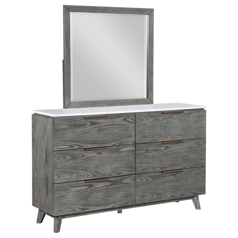 Nathan 6-drawer Dresser with Mirror White Marble and Grey - Walmart.com Nathan 6-drawer Dresser with Mirror White Marble and Grey - Walmart.com