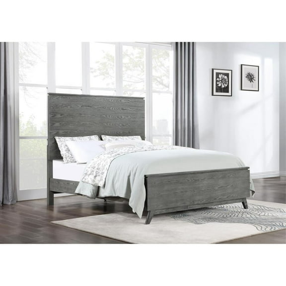 Coaster Nathan Mid-Century Wood High Headboard Eastern King Panel Bed Gray