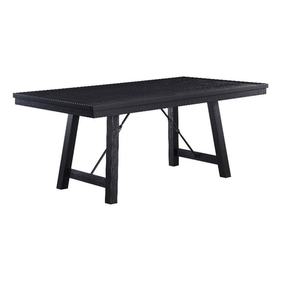 Coaster Newport Wood Rectangular Trestle Dining Table in Black