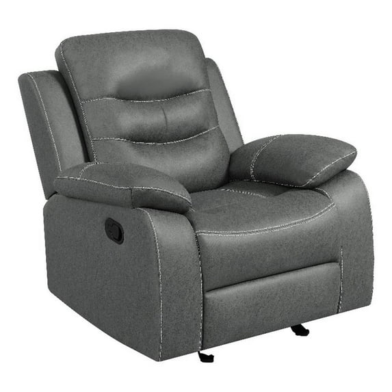 Coaster Nova Leather Upholstered Glider Recliner Chair Dark Gray