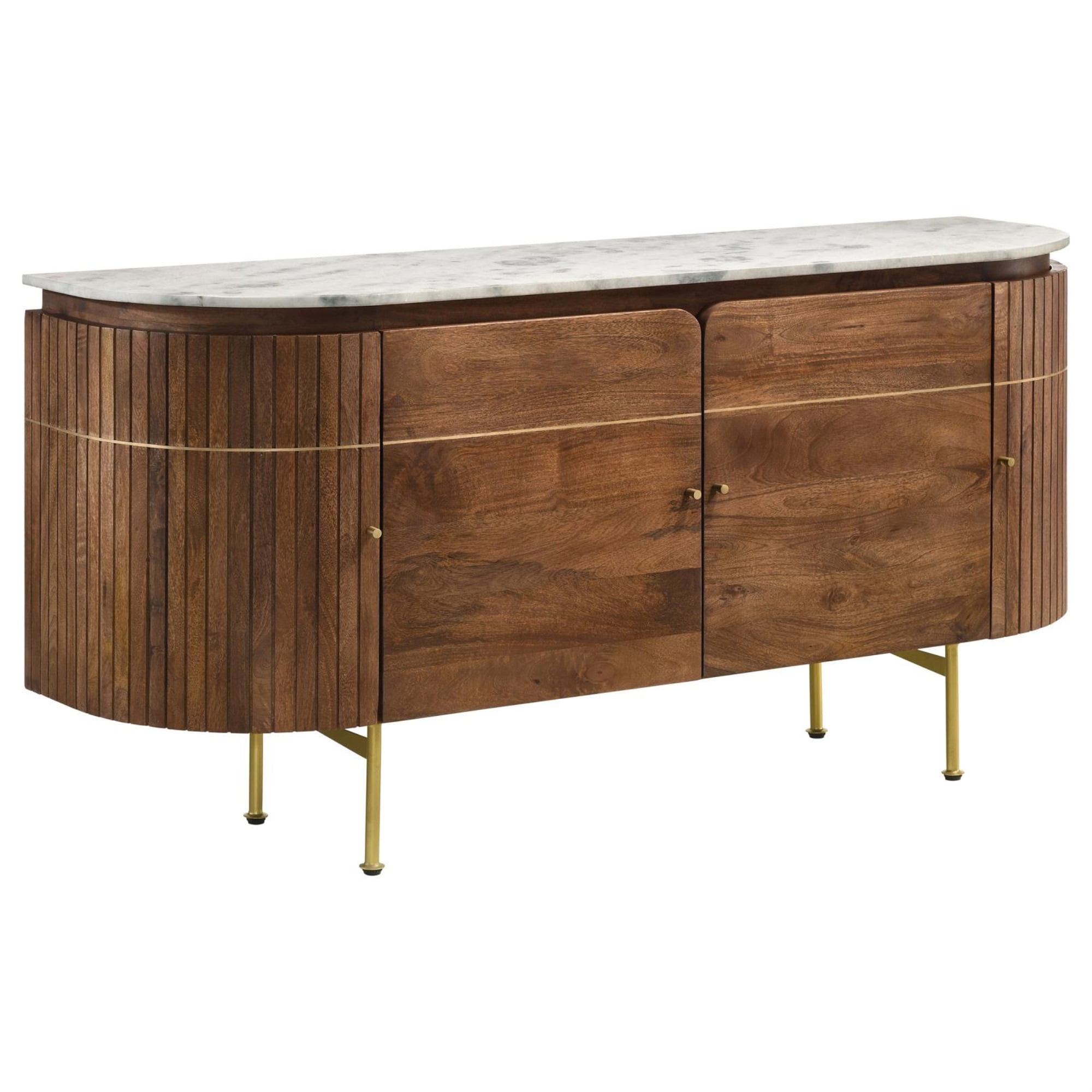 Mid-Century Modern Brown and White Marble Top Sideboard