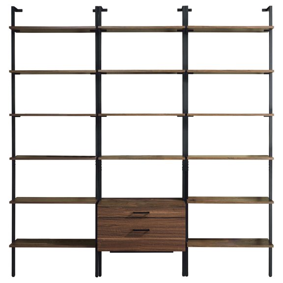 Owens 3-piece 96-inch Wall Mounted Bookshelf Set Walnut
