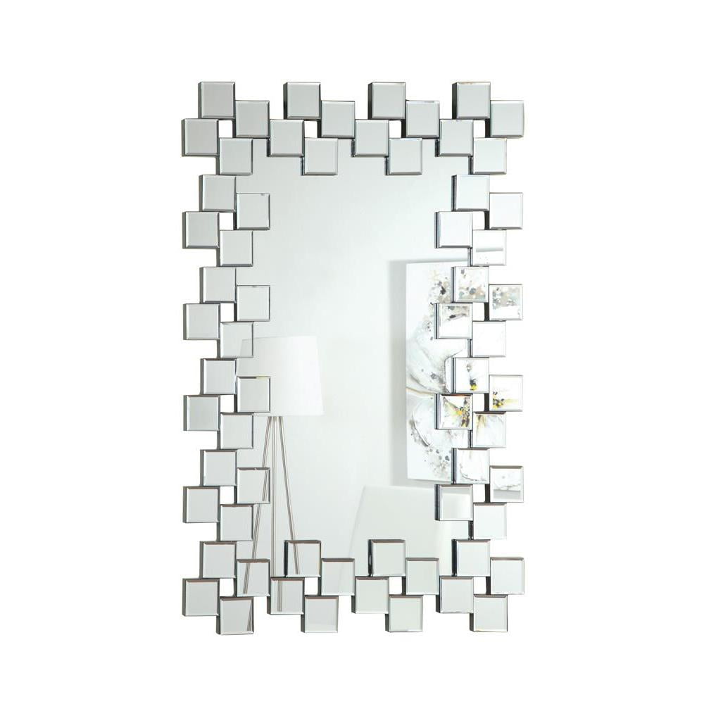 Contemporary Silver Frameless Rectangular Wall Mirror