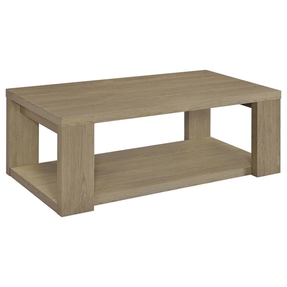 Coaster Pavone Engineered Wood Coffee Table with Open Lower Shelf in Latte