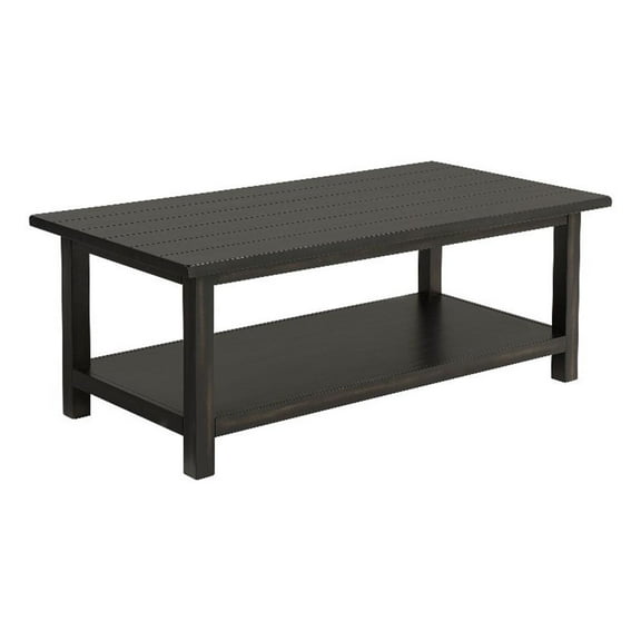 Payne Wood Coffee Table with Shelf Distressed Java