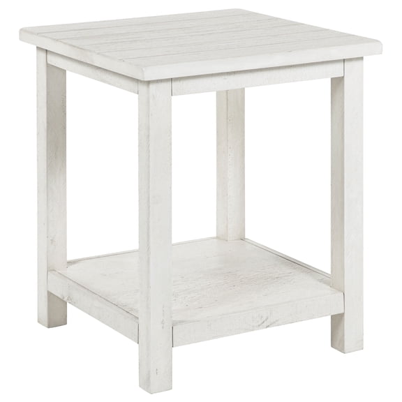 Payne Wood End Table with Shelf Distressed White