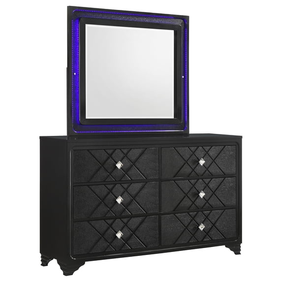 Coaster Penelope 6-drawer Rectangular Wood Dresser with Mirror Black