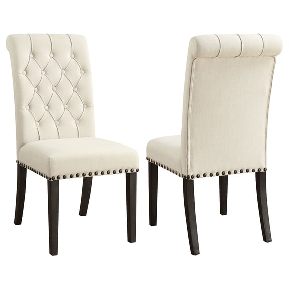 Alana Fabric Upholstered Dining Side Chair Beige and Smokey Black (Set of 2)