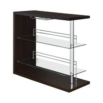Coaster Prescott Wood 2-Shelf Pub Table with Wine Storage in Cappuccino