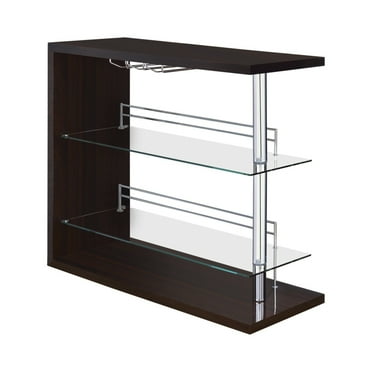 Coaster Prescott Wood 2-Shelf Pub Table with Wine Storage in Cappuccino