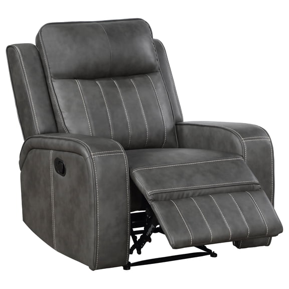 Raelynn Upholstered Track Arm Recliner Gray