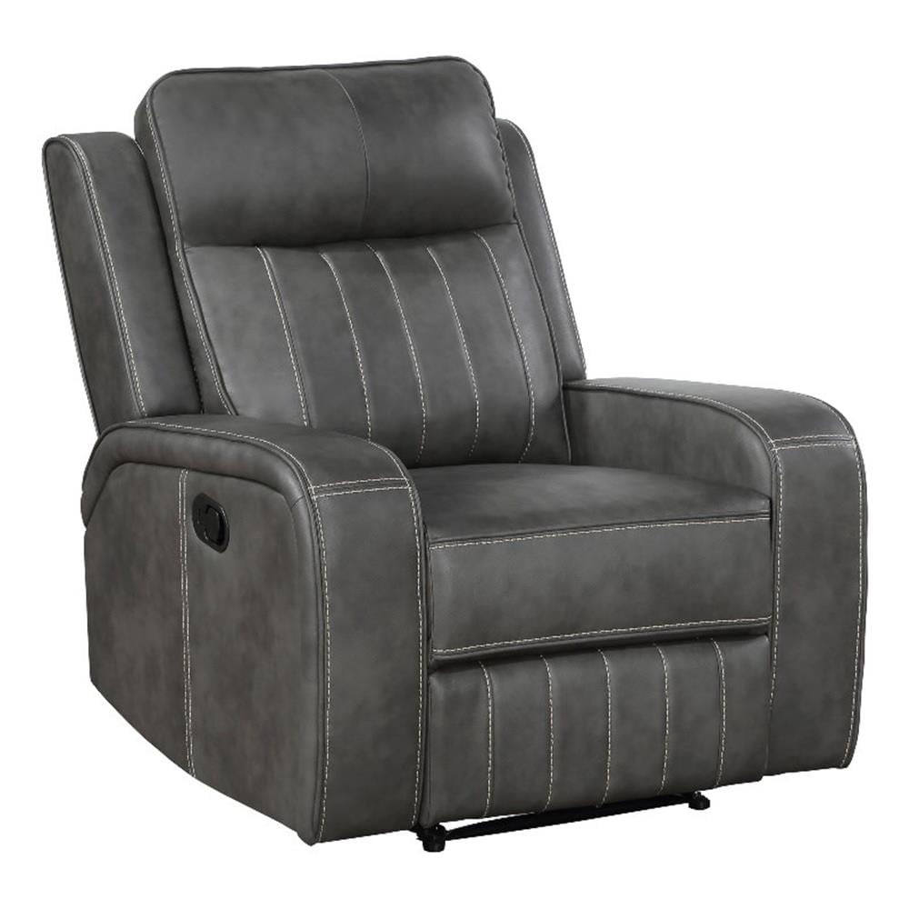 Gray Faux Leather Manual Recliner with Lift