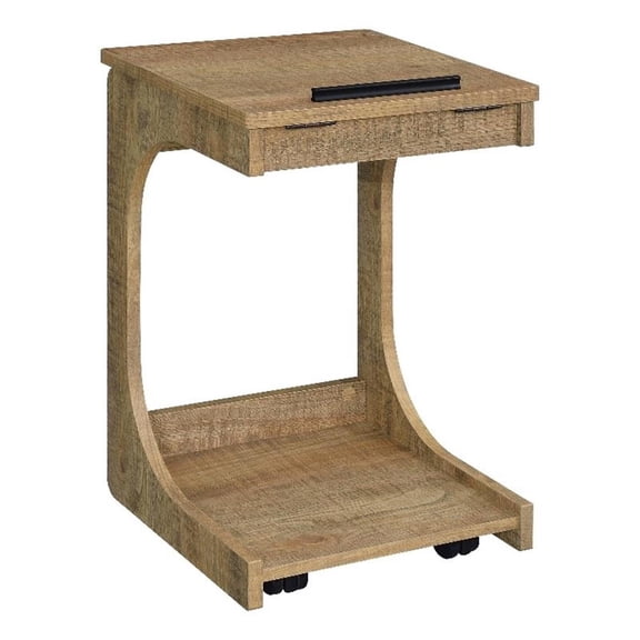 Coaster Ralston C-Shaped Lift-Top Sofa Side Table With Casters in Brown