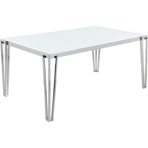 Pauline Rectangular Dining Table with Metal Leg White and Chrome