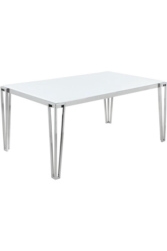 Pauline Rectangular Dining Table with Metal Leg White and Chrome