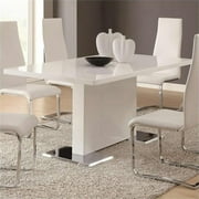 Anges T-shaped Pedestal Dining Table Glossy White