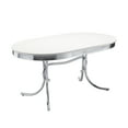thumbnail image 1 of Retro Oval 60-inch Wood Top Dining Table White and Chrome, 1 of 5