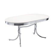 Coaster Retro Oval 60-inch Wood Top Dining Table, White and Chrome