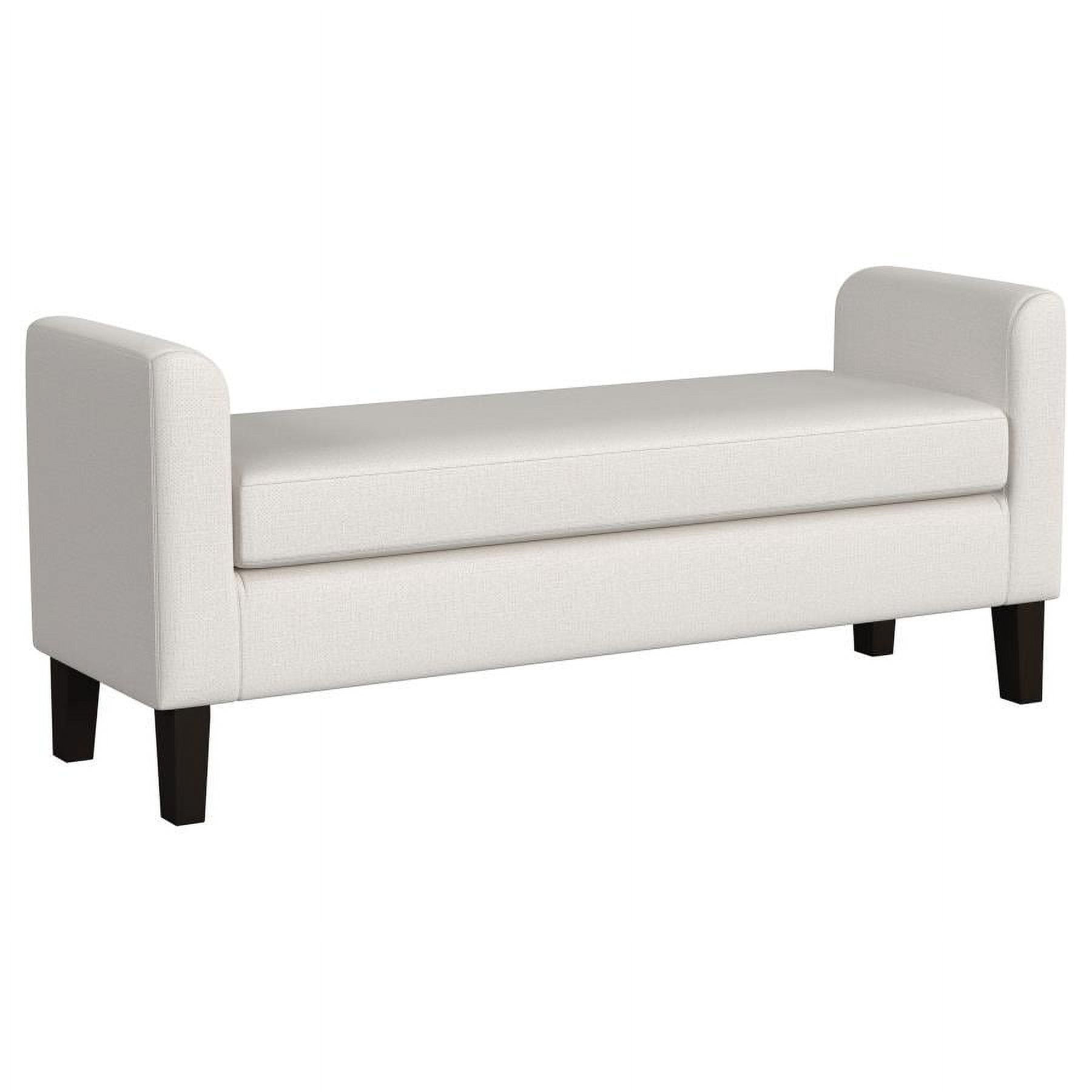 Vanilla Upholstered Transitional Bench with Armrests