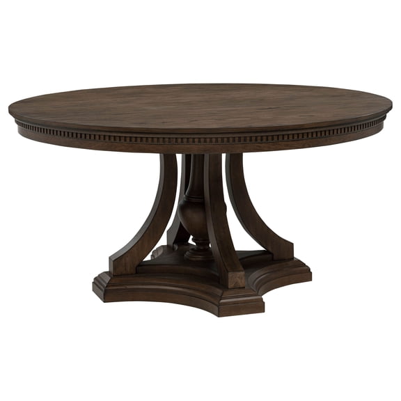 Coaster Ridgewell Round Pedestal Dining Table, Dark Oak