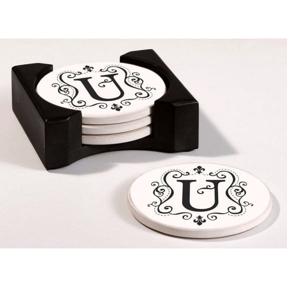 Coaster Rnd,B,Monogram "U"
