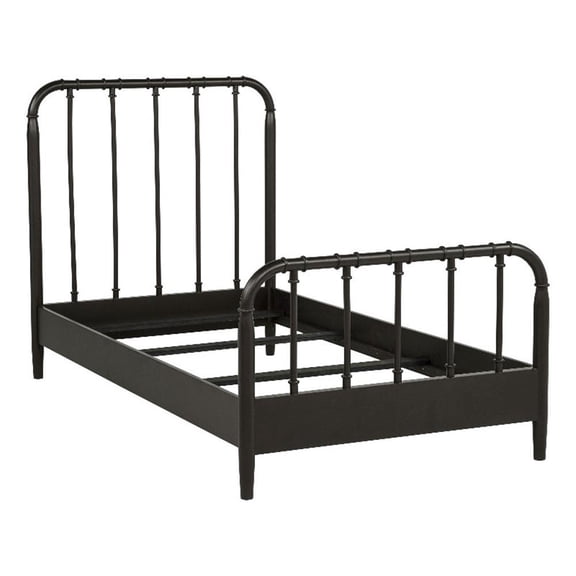 Coaster Rocco All Wood Water Pipe Open Frame Twin Bed in Dark Bronze