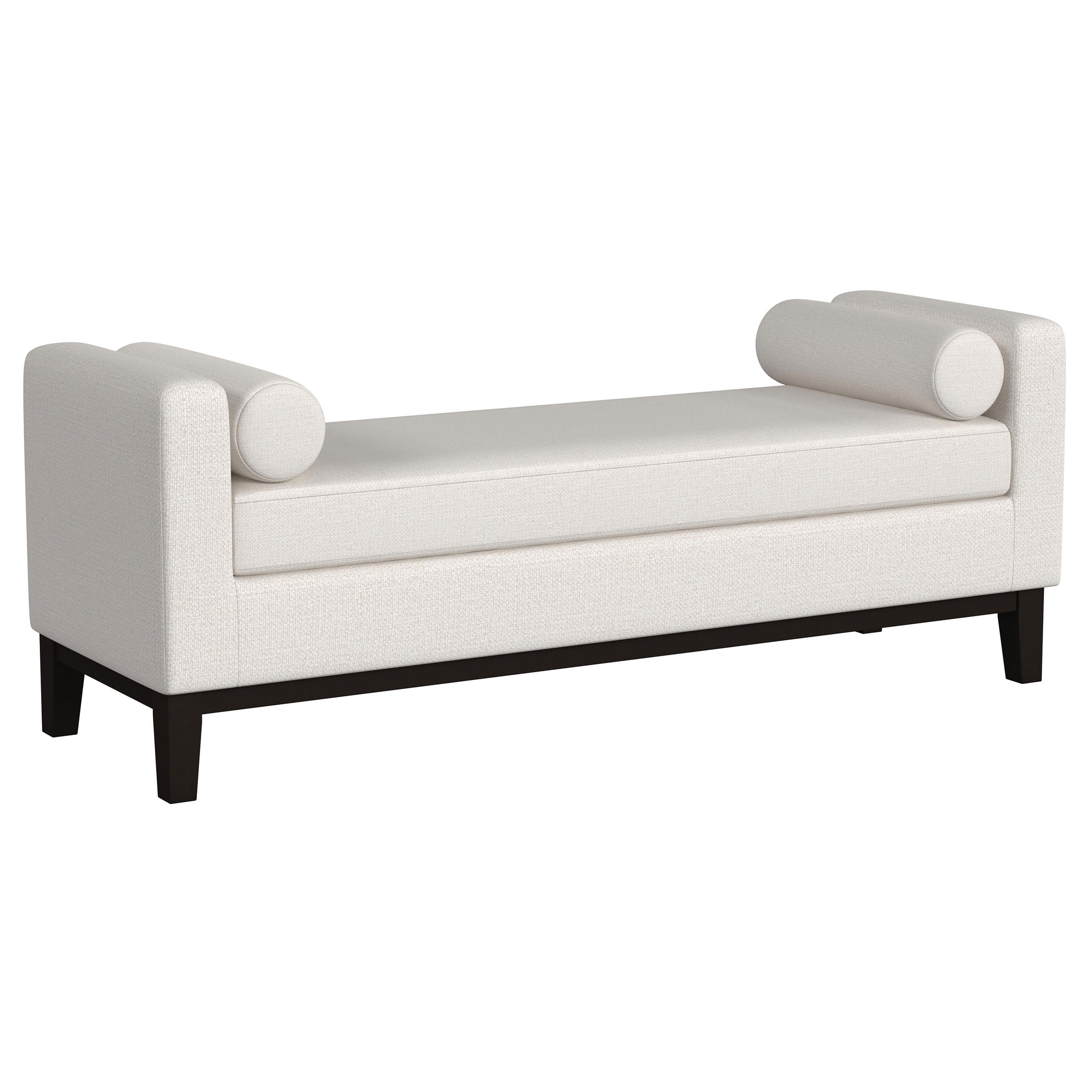 Vanilla Upholstered Bench with Black Tapered Legs