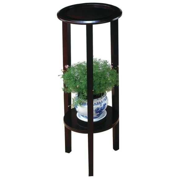 Coaster Round Plant Stand Table with Bottom Shelf, Espresso