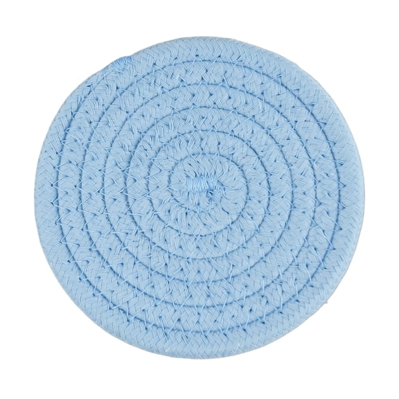 Coaster Round Woven Light Blue 4.3 Inch Heat Resistant Cup Mat For Home Kitchen Dining Table 1 Pack
